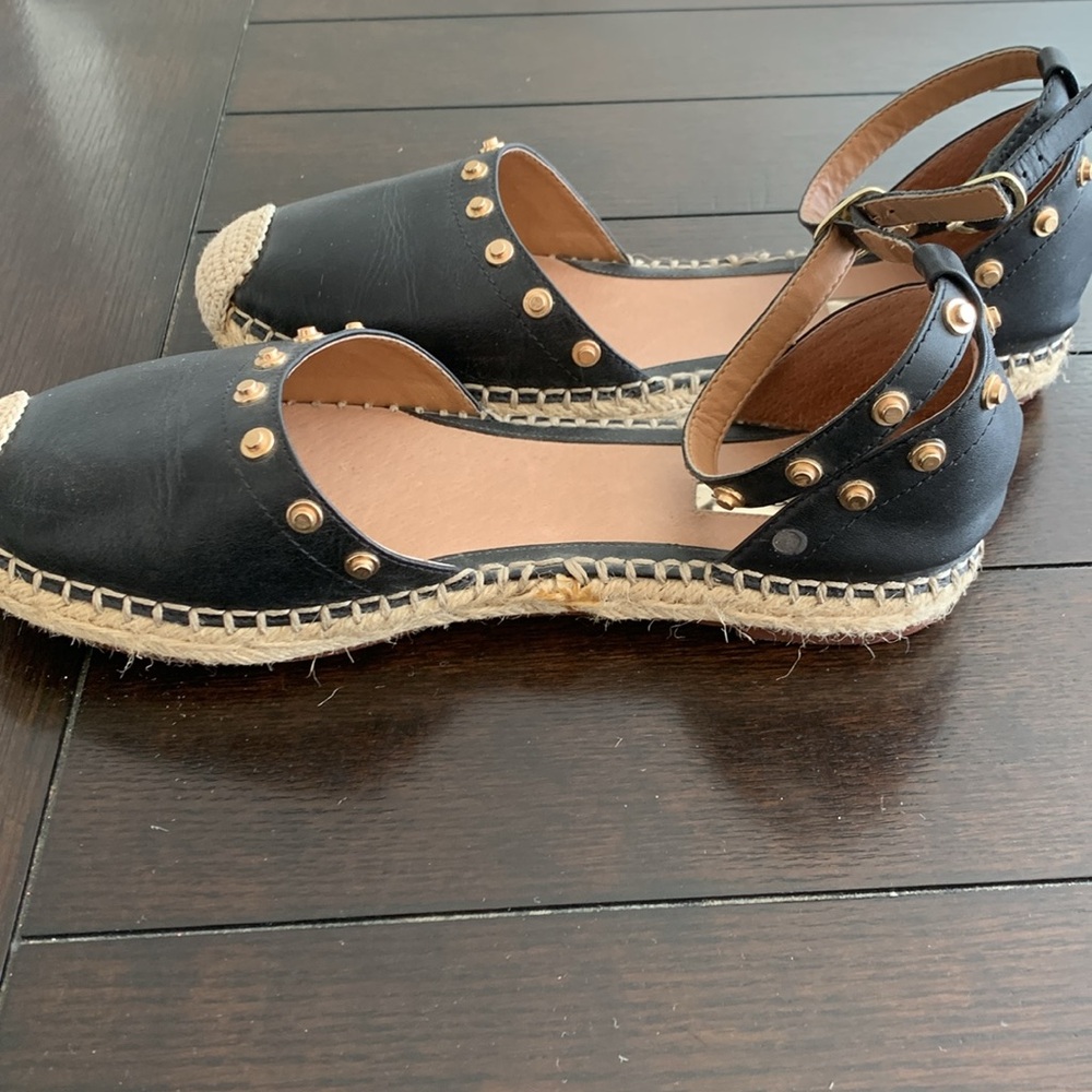 HALOGEN BLACK ESPADRILLES WITH GOLD STUDS - Picture 3 of 4
